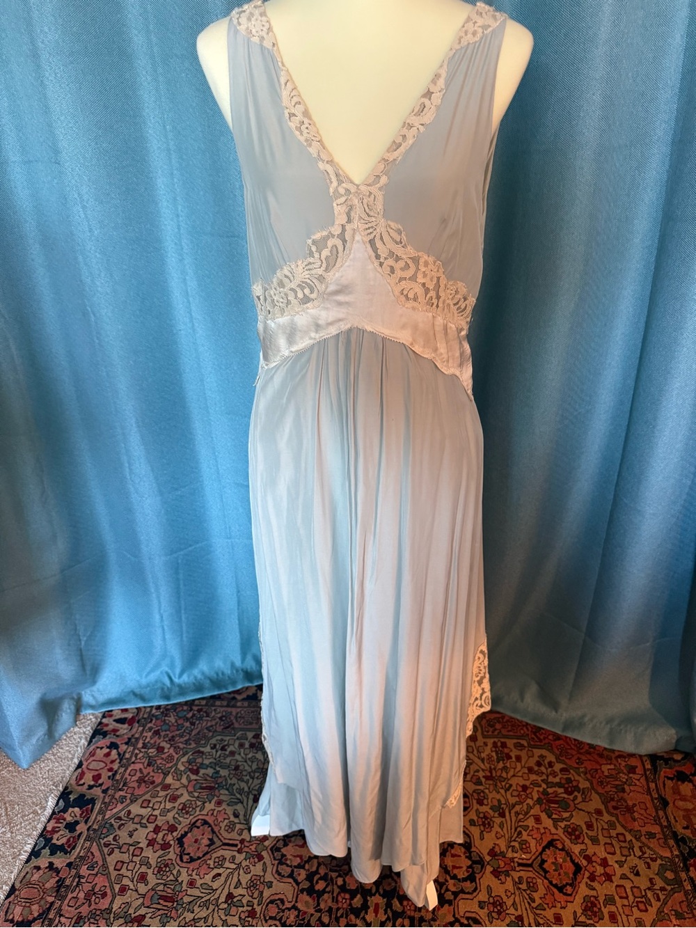 Free People Pale Blue Lace-Trim Maxi Dress